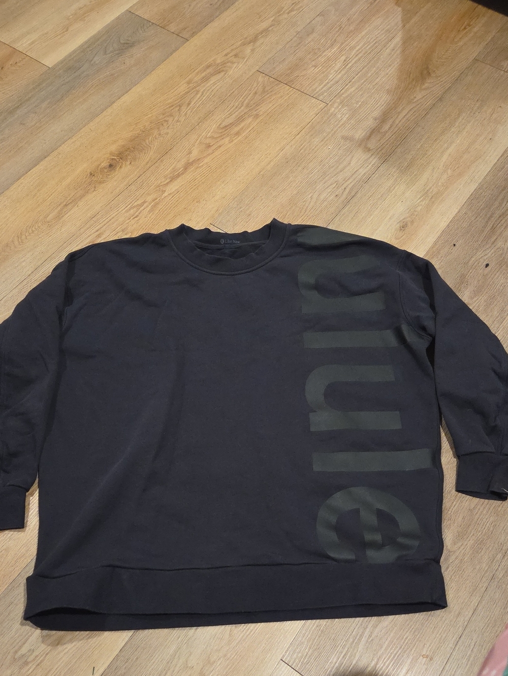lululemon athletica Black Crewneck Sweatshirt with Vertical Logo